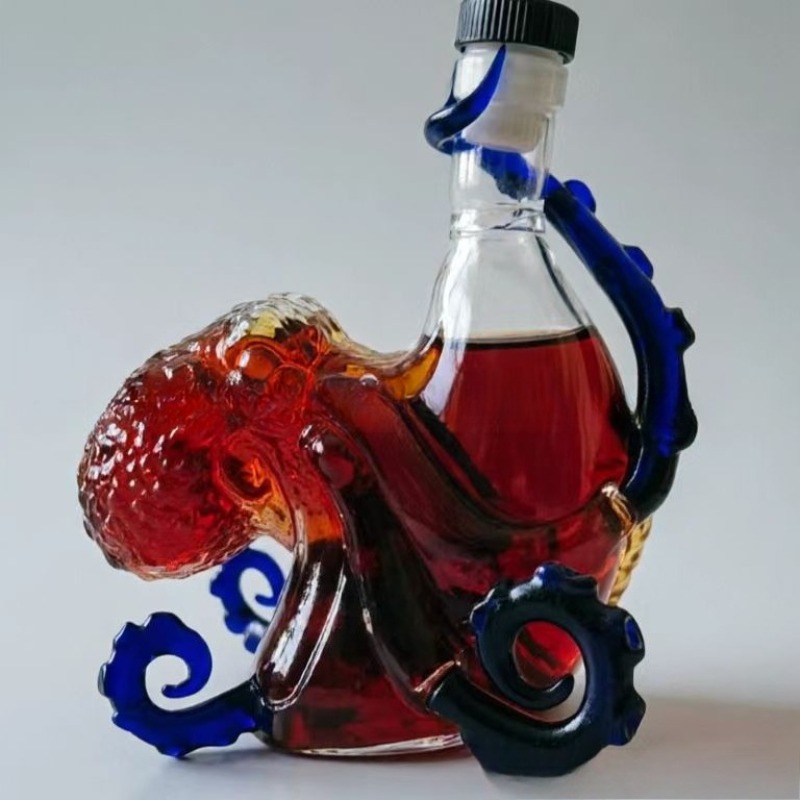 Vintage Collectible Glassware - Decanter per Whisky, Polpo Mostro Marino,