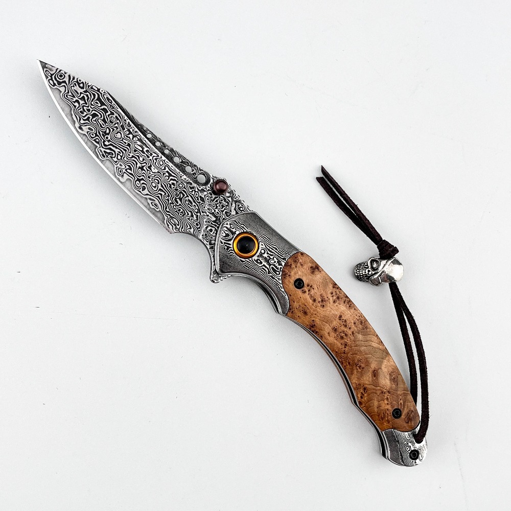 Vintage Collectible Pocket Knives - Coltello Pieghevole con Motivo Damascato ad