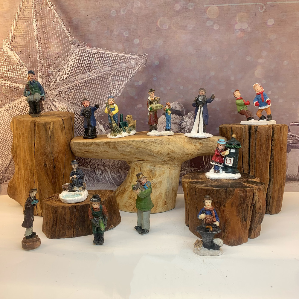 Vintage Collectible Ornaments - Miniature in Resina di Città Invernale